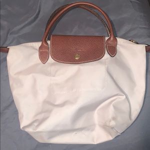 Mini white longchamp